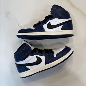Kids Nike Air Jordan 1 High Midnight Blue and White